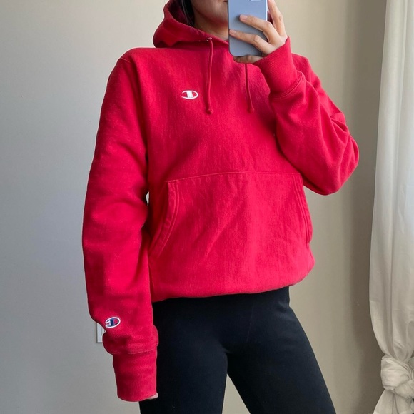 Red Champion Reverse Weave Hoodie - Picture 1 of 5